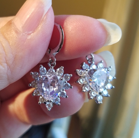 Swarovski Elements 925 Sterling Silver Heart Earrings NEW - Picture 6 of 15